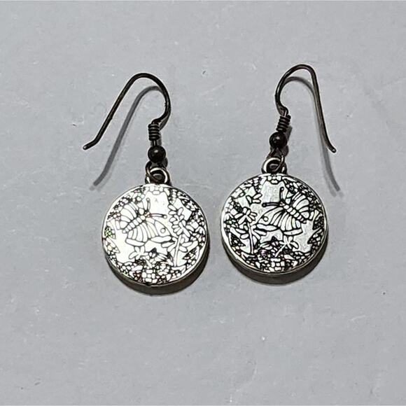 Brighton scrolled mixed metals floral French wire earrings - Picture 6 of 6